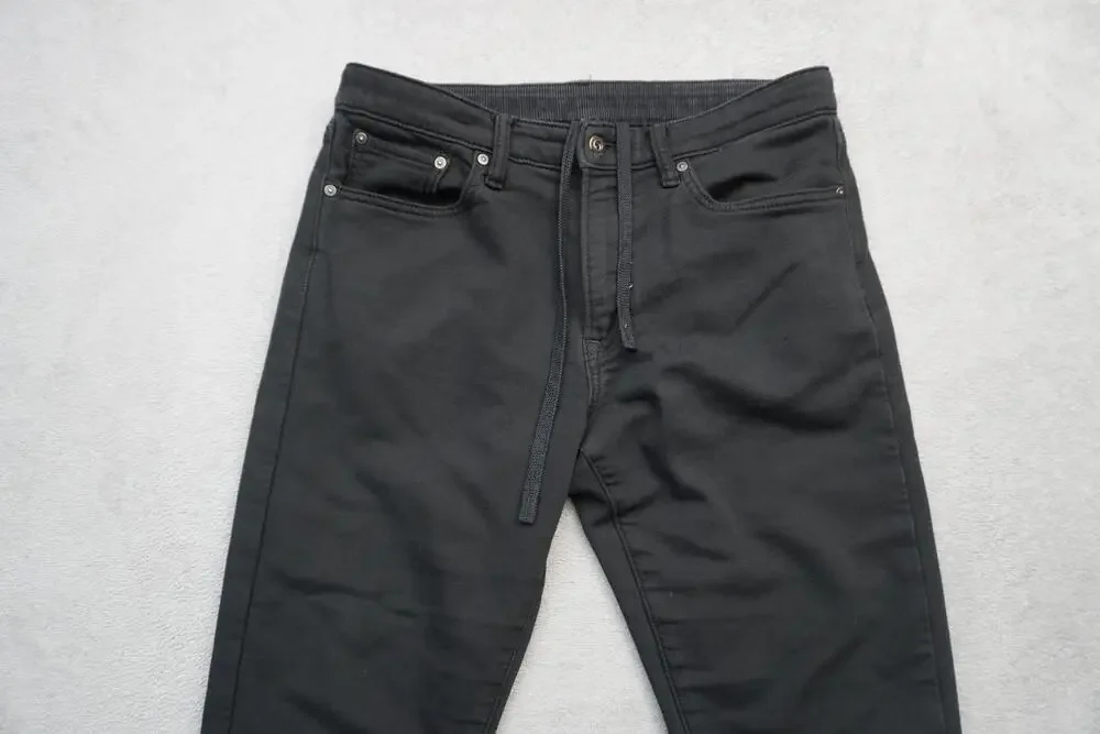 Uniqlo Jeans Mens 32x26 Black Slim Tapered Stretch Denim Drawstring Waist